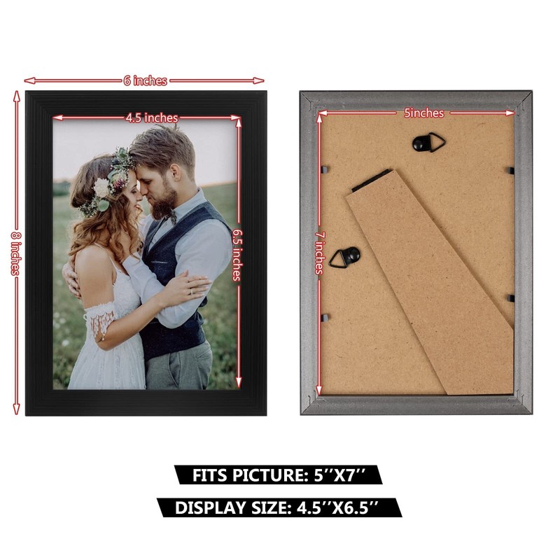 PECULA 2-Pack 5x7 Picture Frames Black Plastic with Clear Plexiglass gallery