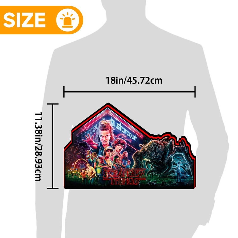 Stranger Things 3D Printed lightbox led pinball topper Wall Art Door Man Cave gallery