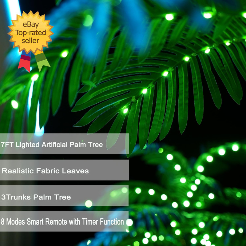 7FT Lighted Artificial Palm Tree with Three Trunks and 260 LED Lights Ideal gallery