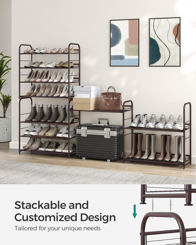 SONGMICS Stackable Shoe Rack, 4 Tier Metal Shoes Rack Storage Shelf, Holds up to gallery
