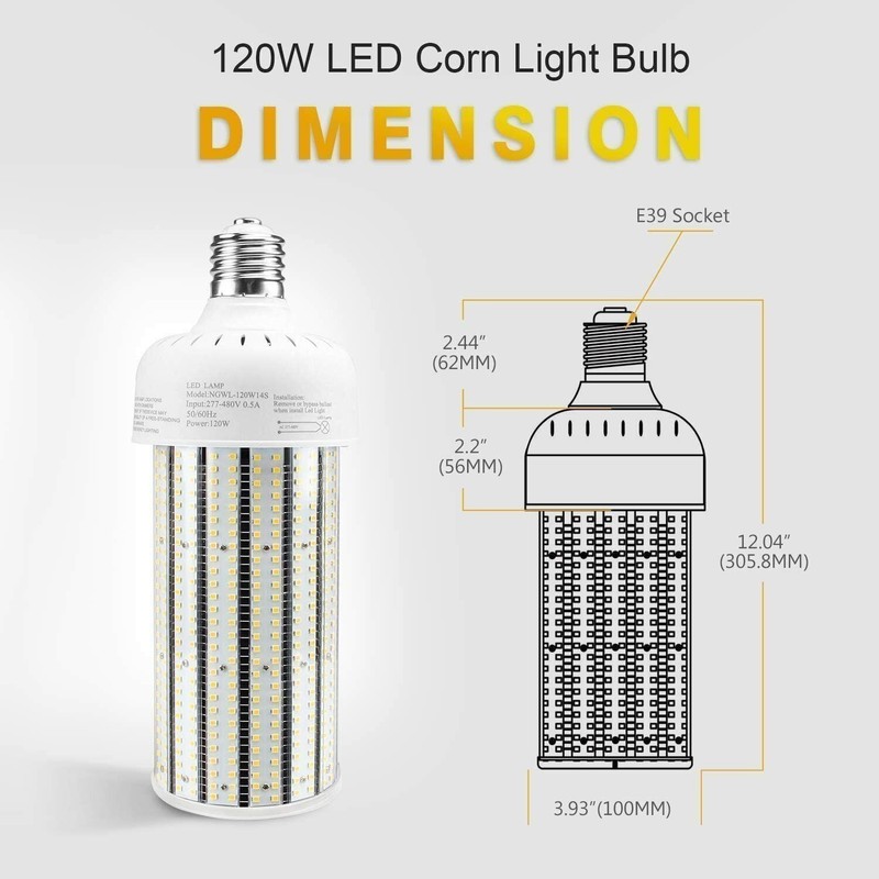 480V LED Corn Light 120W Replace 600 Watt Metal Halide HPS Bulbs E39 Mogul Base gallery