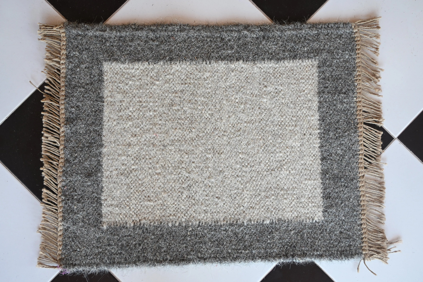 Rugmoda Cotton Grey & Ivory Bordered Doormat 1.5x2 ft Entryway Accent Rug gallery
