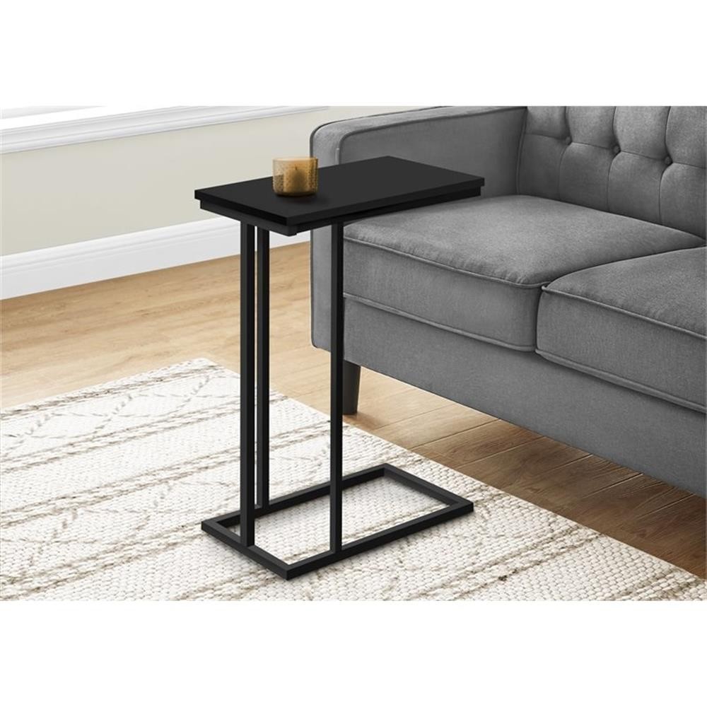 Monarch Engineered Wood and Metal Base C-Shaped End Table in Black Laminate gallery