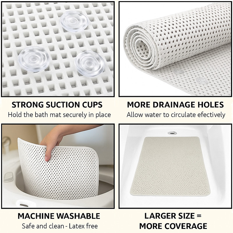 Soft Waffle Cushioned Texture Spa Quality Bathroom Tub & Bath Mat Anti-Slip gallery