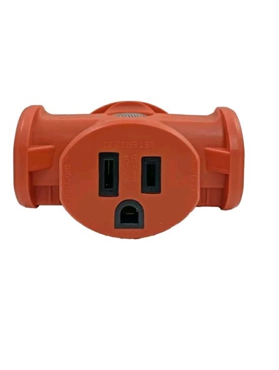 3 Way Outlet Wall Plug Grounded Adapter T-shaped With LED Power Indicator gallery