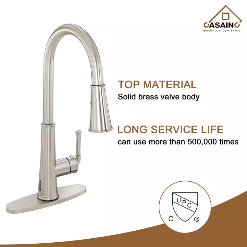 Single-Handle Pull down Sprayer Kitchen Faucet with Touchless Sensor, LED, Soap gallery