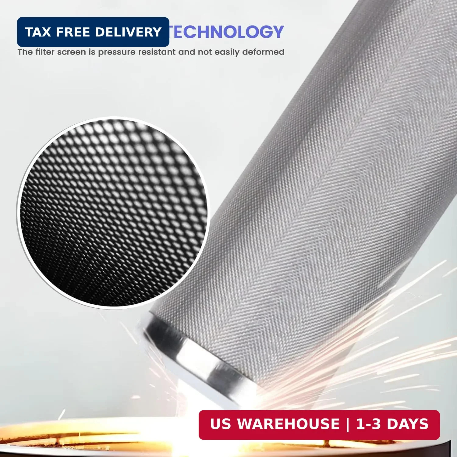 Stainless Steel Cleanable Wire Mesh Filter Cartridge 10"Length,2.5"OD(50 Micron) gallery