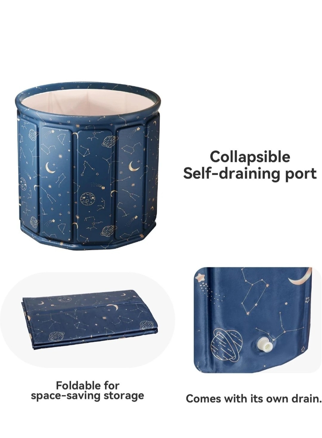 Portable Foldable Ice Bath Tub Collapsible Soaking Bath Tub for Shower 27"*25" gallery