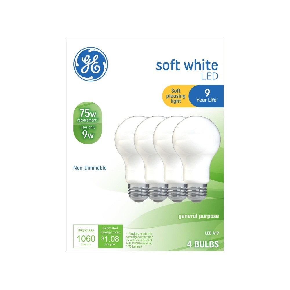 Light Bulbs, 75 Watt, Soft White, A19 Bulbs, 4 pack gallery