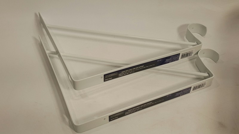 Everbilt Shelf Bracket/Rod Support Wall-Mountable Steel White Set of 2 gallery