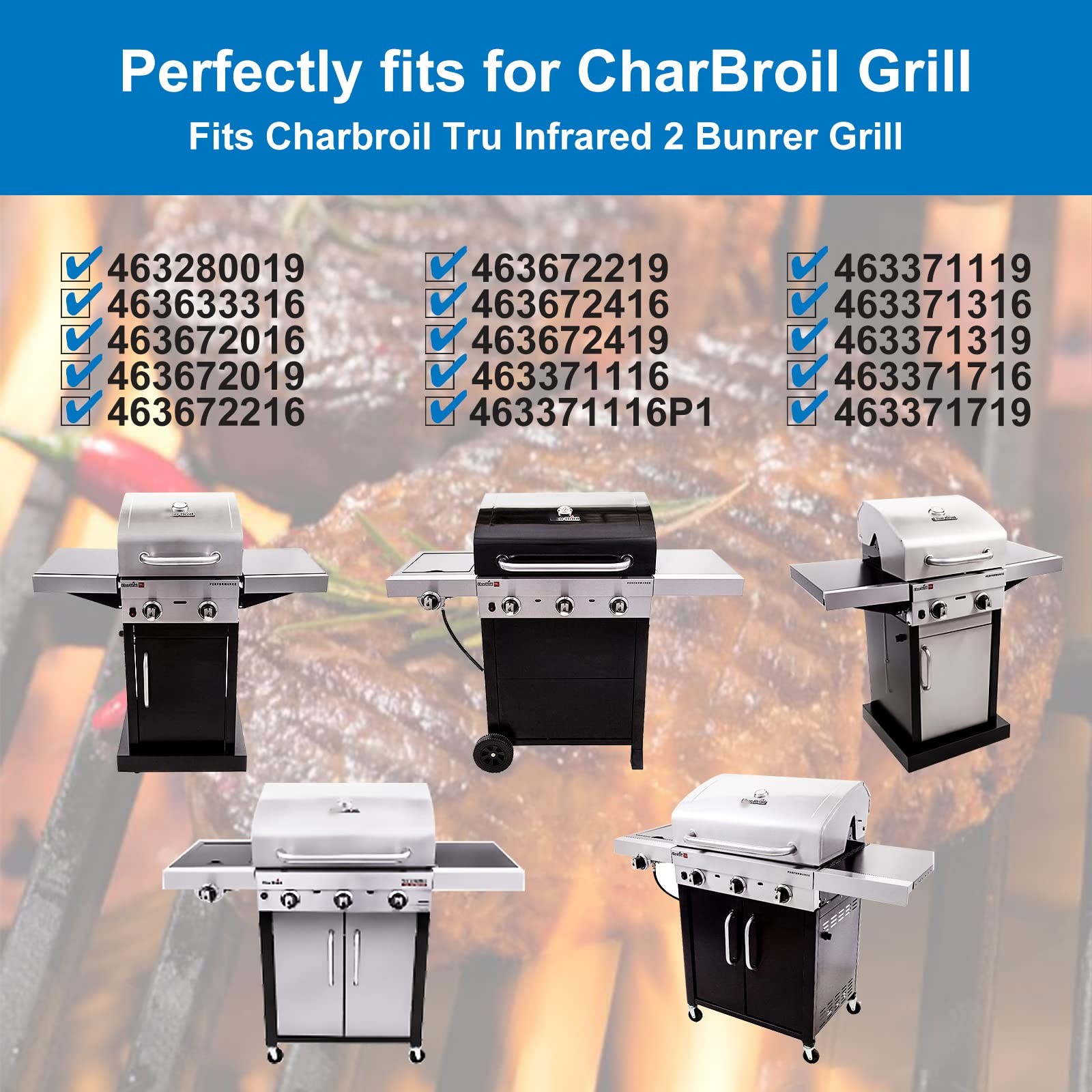 Grill Grates for CharBroil Performance Tru-Infrared 2 Burner 463633316 463672... gallery