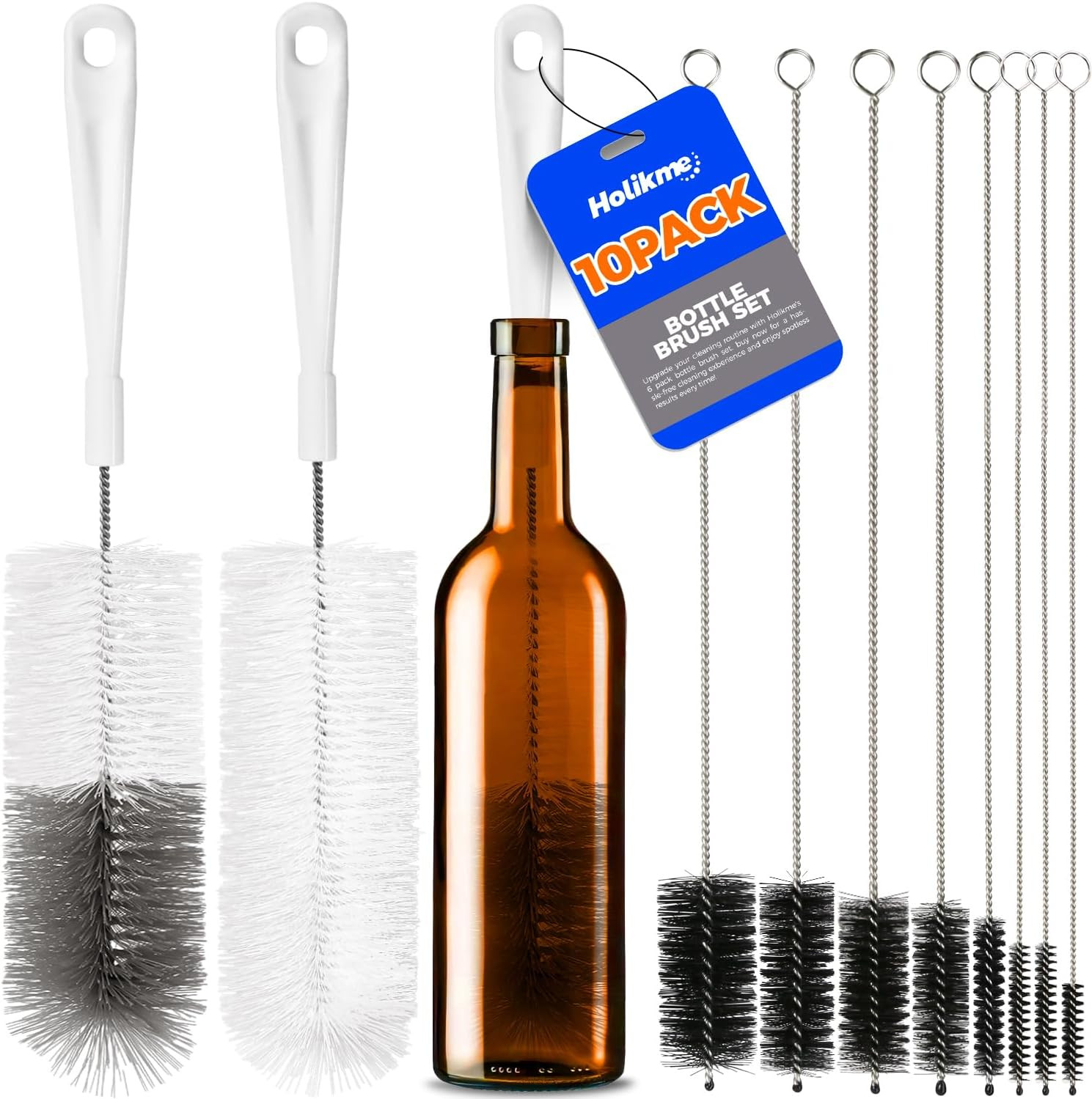10 Pack Bottle Cleaning Brush Set, 15" Long Bottle Brushes with Straw Cleaners gallery