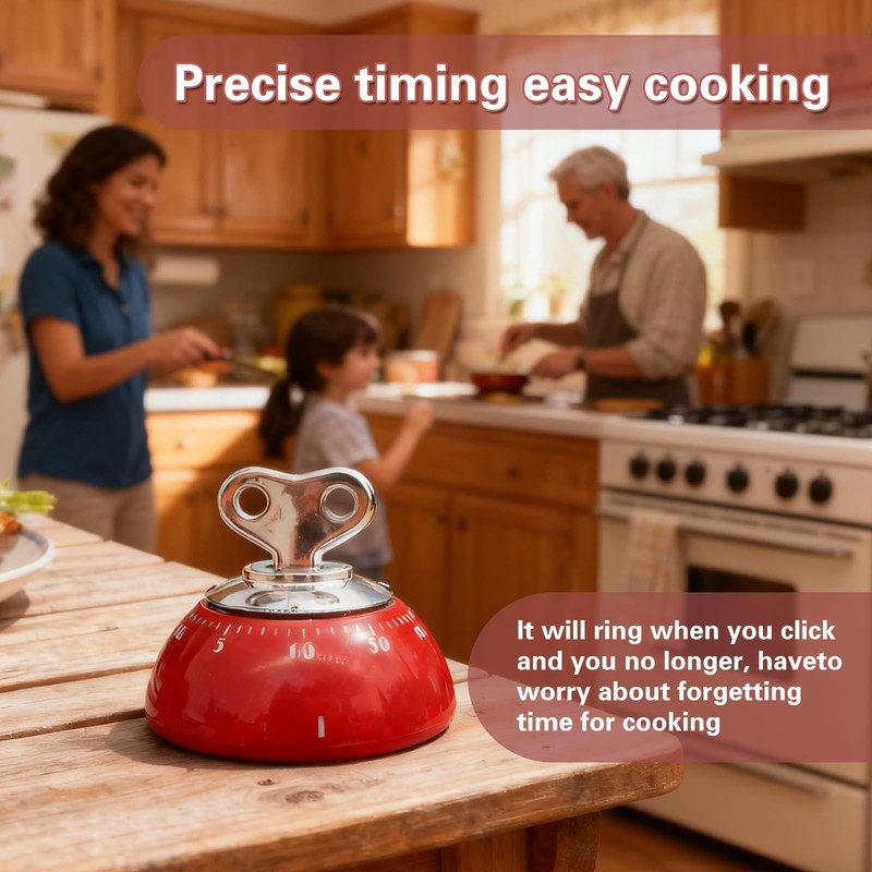 Mechanical Kitchen Timer Wind up Retro Manual Countdown Clock gallery