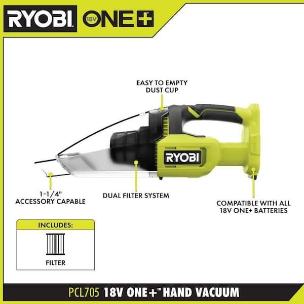 Ryobi ONE 18V Cordless Multi-Surface Handheld Vacuum Tool Only (PCL705B) gallery