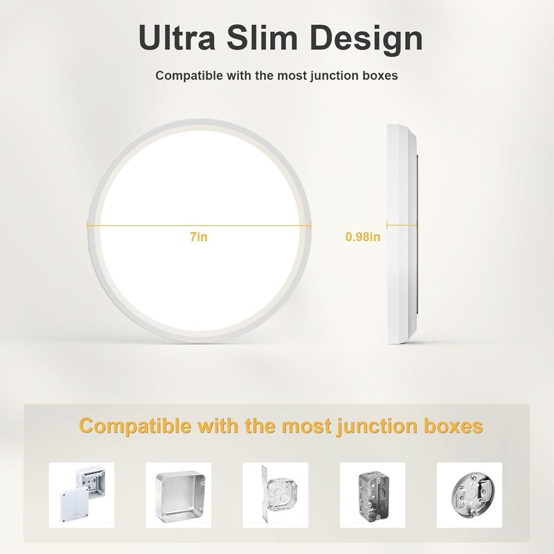 2Pack Led Flush Mount Ceiling Light Lamp Surface Fixture 3000k 4000k 6500k 5 CCT gallery