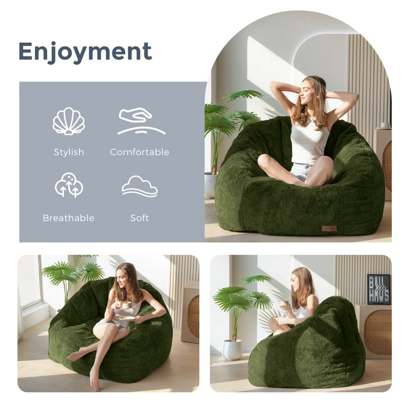 Giant Shell Bean Bag Sofa Memory Foam Living Room Chair Floor Sofa Soft Cover gallery