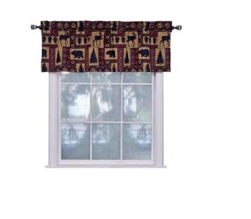 Cabin Pine Retreat Lodge Tapestry Window Valance, Modern Rustic 54"x16" - NEW gallery