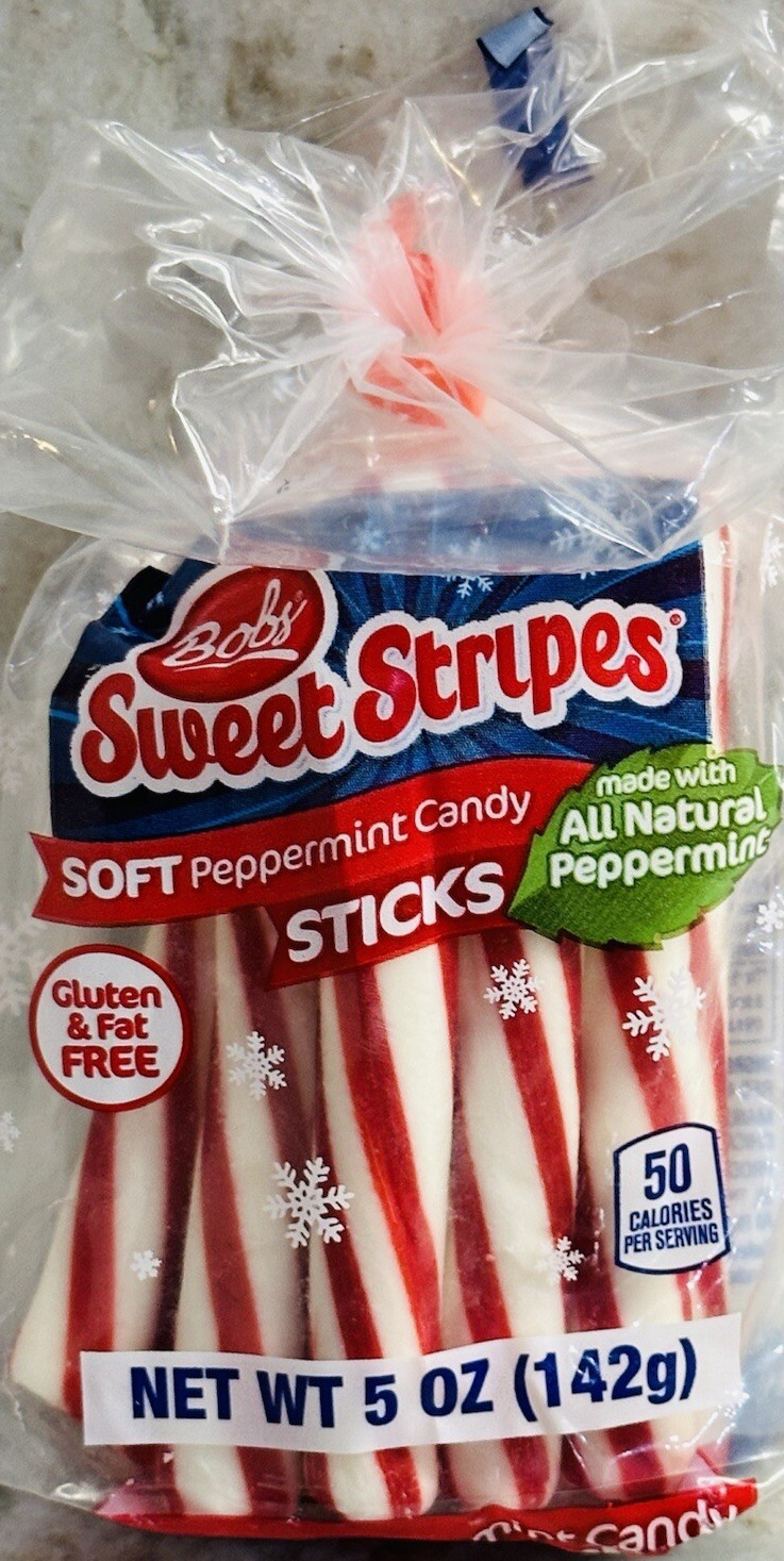 Bobs Sweet Stripes Soft Mint Candy Peppermint Stir Sticks. 5oz/142gm. See Below gallery