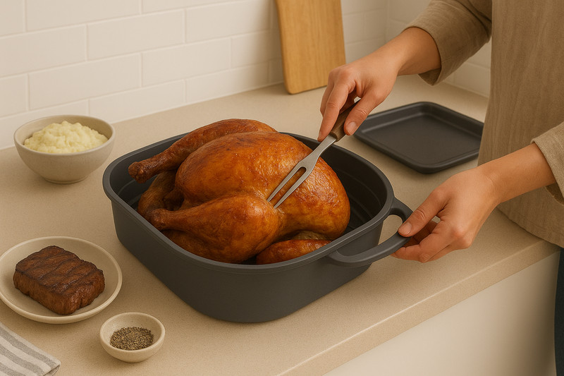 2 Pack Reusable Silicone Square Air Fryer Liner with Detachable Divider BPA Free gallery