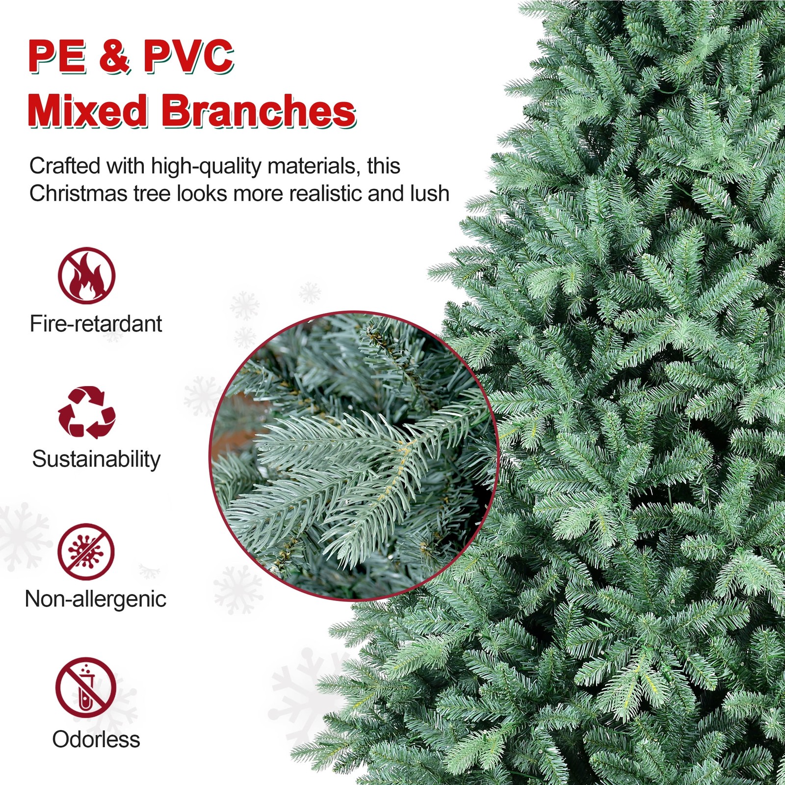 4-9ft Artificial Christmas Tree Green Blue Spruce Hinged tree & Foldable Base gallery