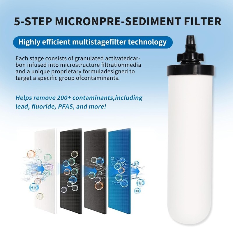 NEW 4 Pack 7" Gravity Water Ceramic Replacement Filter Activated Carbon 7In gallery