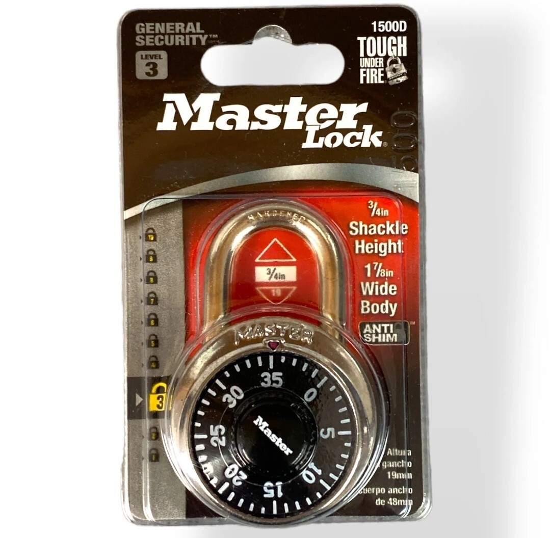 New Master Lock Padlock Combination Lock Anti-Shim 3-Digit Lock #1500D Black gallery