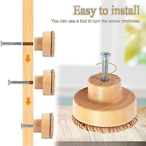 Boho Rattan Cabinet Knobs Natural Wood Drawer Pulls Original Wood Color (10 pcs) gallery