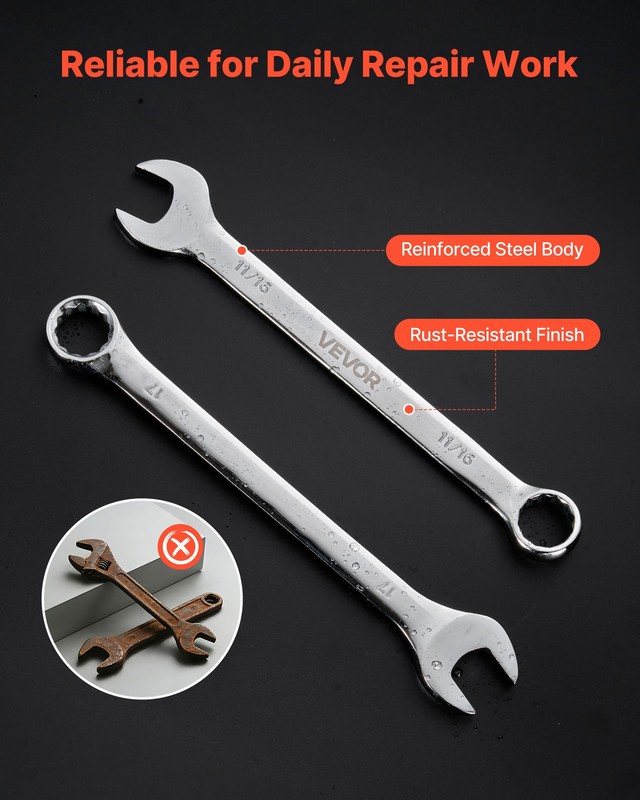 VEVOR Combination Wrench Set Box End Open End Combination Wrenches 44-Piece gallery
