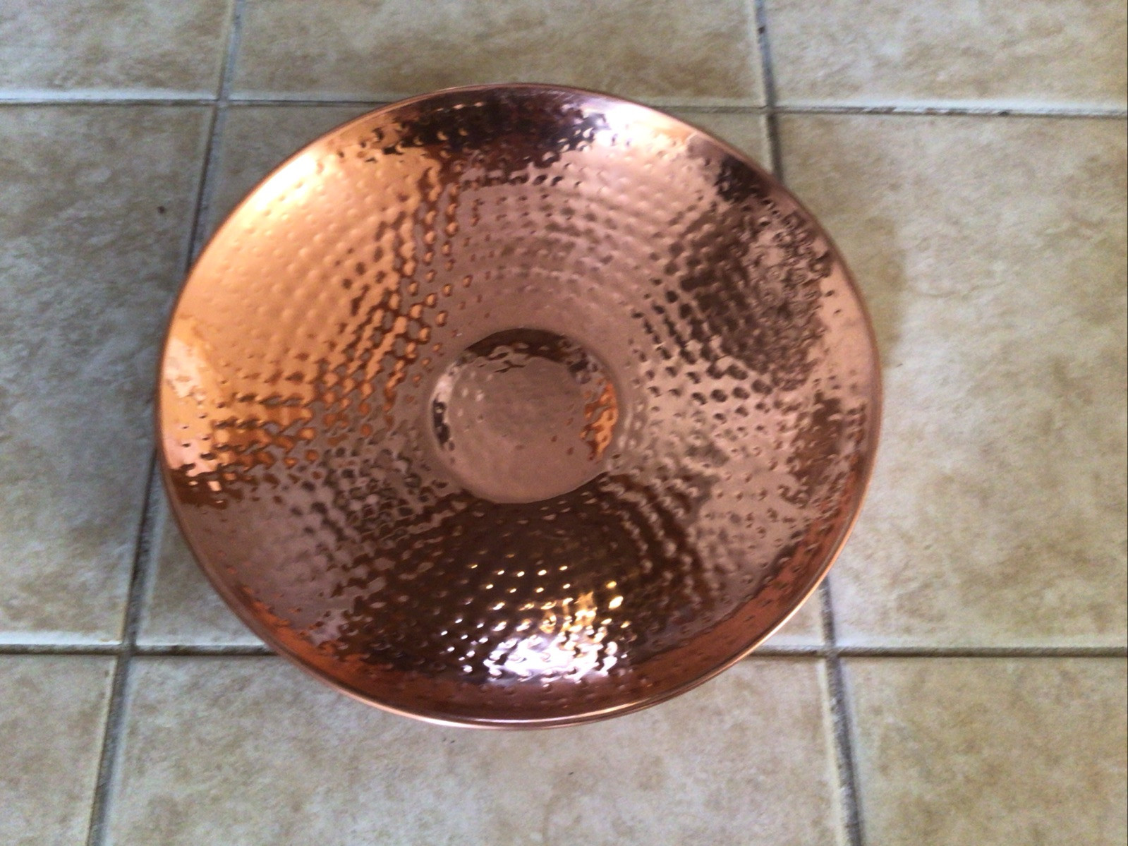 Good Directions Hand Hammered Rimless Polished Copper Bowl Center Piece Only gallery