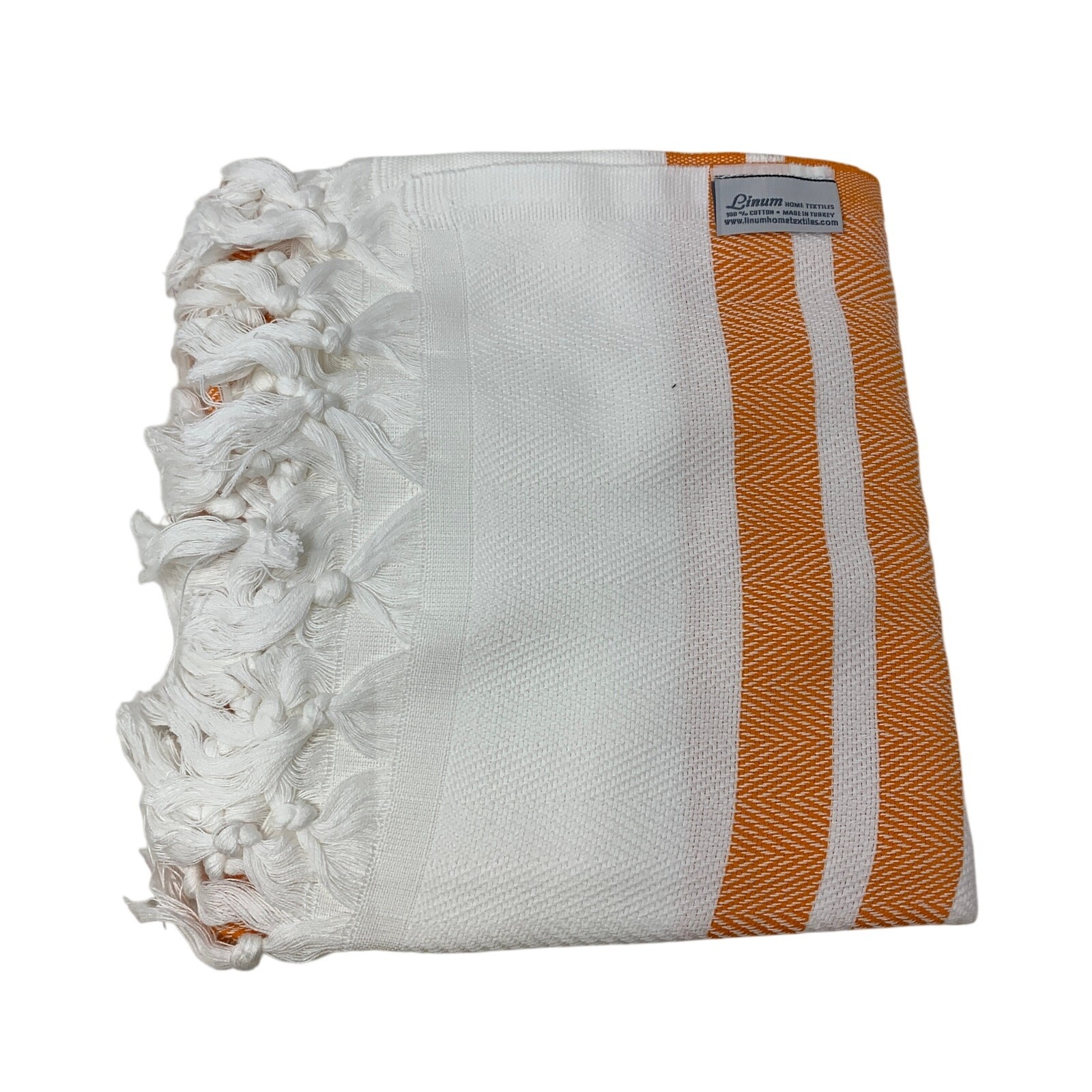 Linum Home Textiles Turkish Towel Orange White Striped NEW gallery
