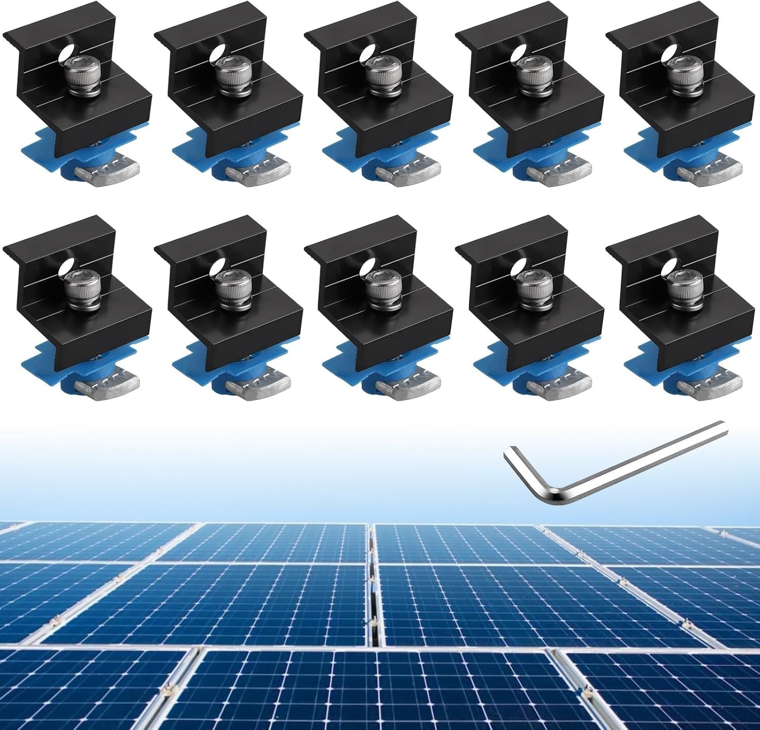 10pcs Solar Panel End Clamp for Standard Unistrut, Aluminum 30mm/35mm Solar P... gallery