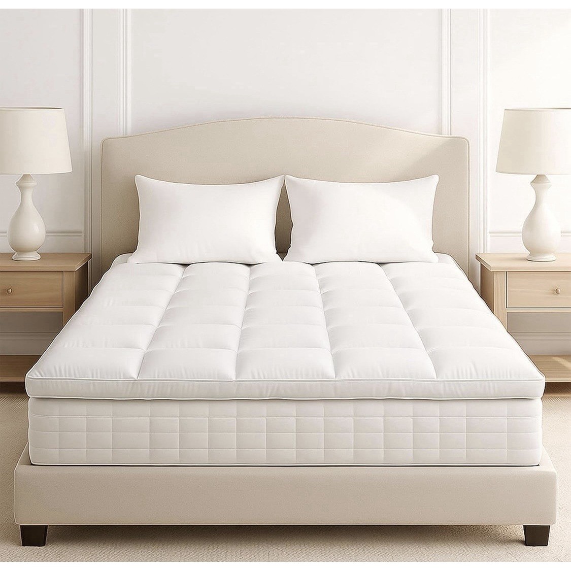King Duck Feather Mattress Topper 2 Inch Gusset Cotton Cover White Lavish Home gallery