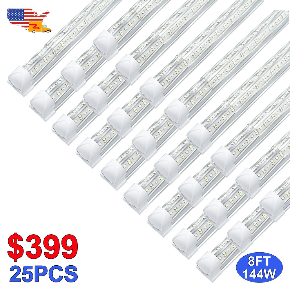 25 Pack 8 Ft Led Shop Lights 4 Row 144W T8 8FT Led Tube Light Bulbs 18000 Lumens gallery