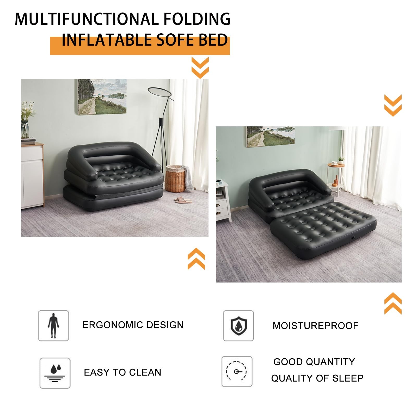 Inflatable Sofa Bed for Camping, Pool Float Couch Outdoor Mattress Bed with A... gallery