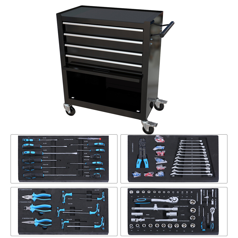 234pcs Rolling Tool Cabinet Interlock with Tools & 4 Drawers Tool Storage Box gallery