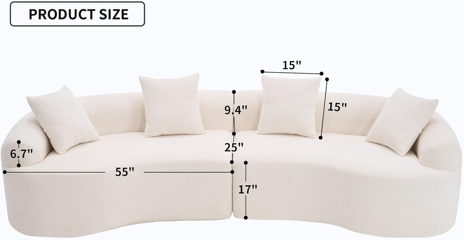 110" Curved Loveseat Sectional Sofa Compressed Boneless Couch with 4 Pillows gallery