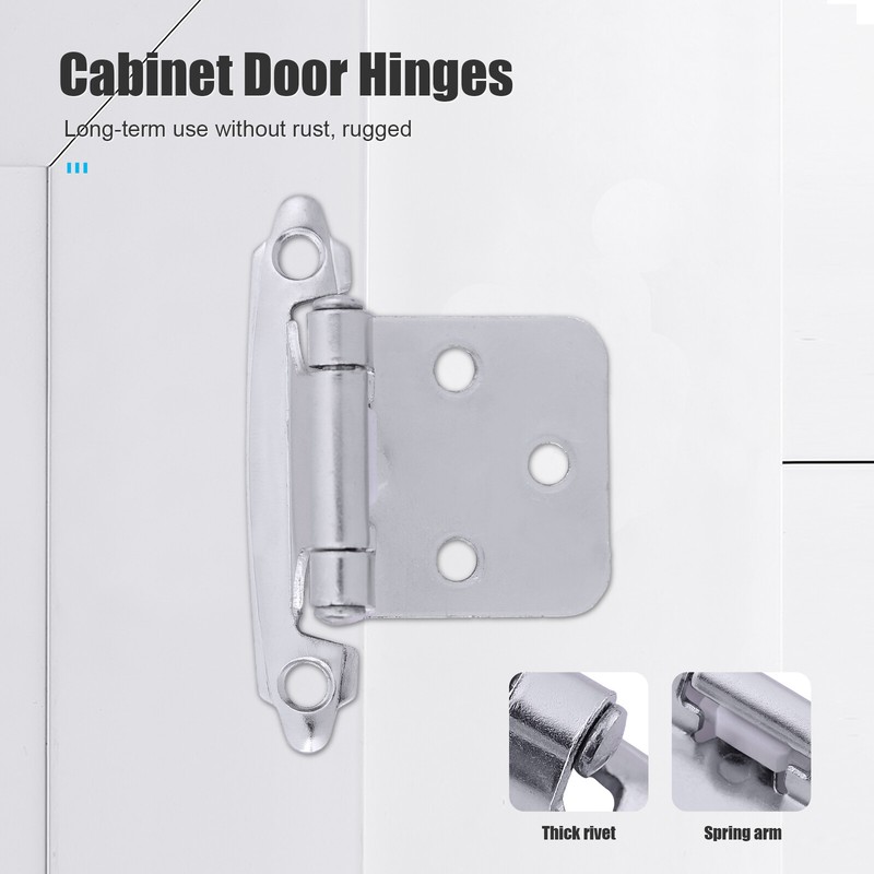 1/2" Overlay Kitchen Cabinet Hinges Satin Brushed Nickel Flush Mount with Screws gallery