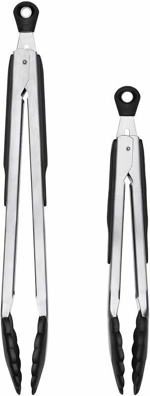 OXO Good Grips 9"-12" Kitchen Tongs With Stainless Steel Body And Nylon Heads gallery