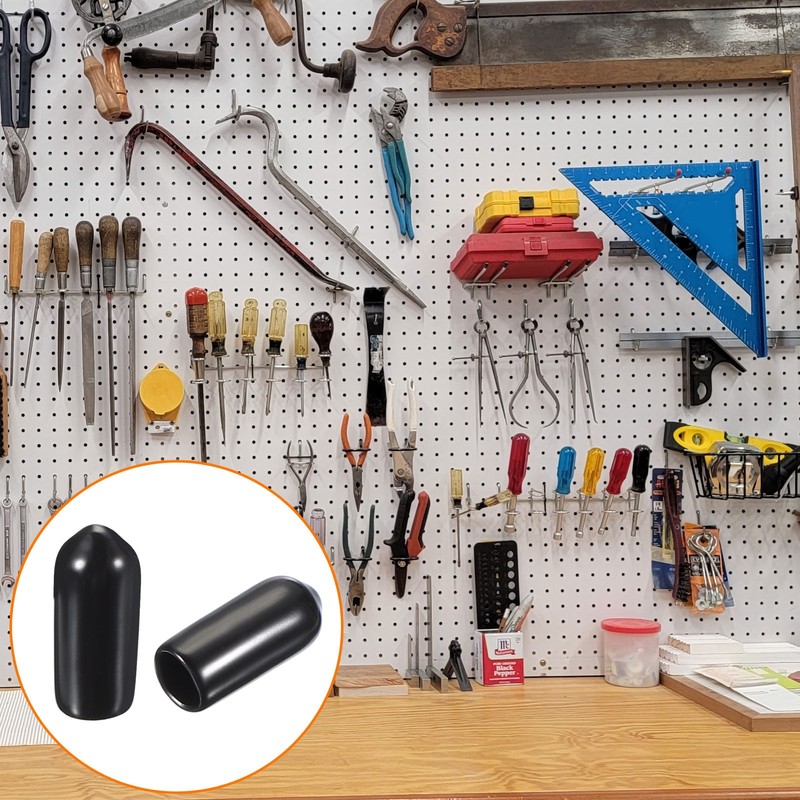 100pcs Pegboard Hook Tip Protector Rubber End Caps Inner Dia 5mm Black gallery