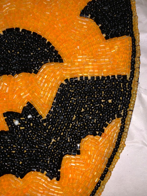 Max Studio Orange Black Bats Round Beaded Charger Placemat NEW 15” Halloween gallery