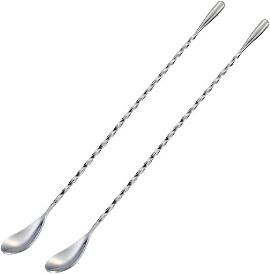 Bar Spoon Cocktail Mixing Stirrers for Drink, Stainless Steel 12 Inches Long Han gallery