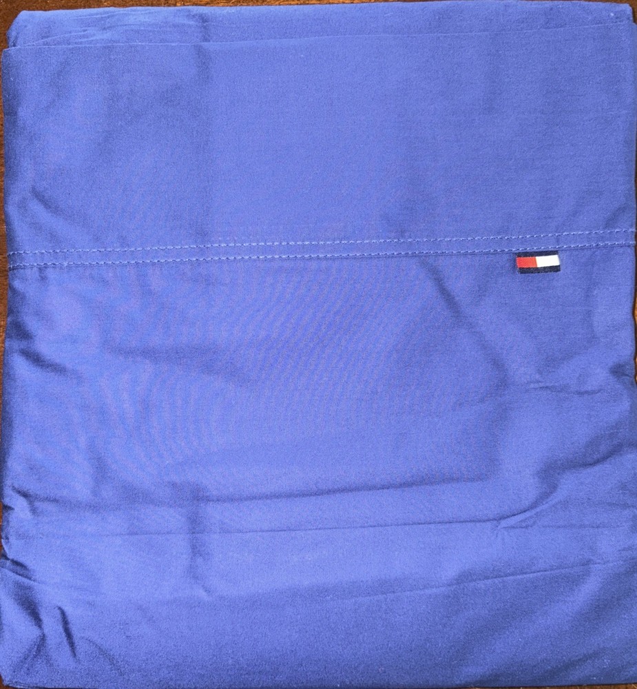 Tommy Hilfiger Solid FULL FLAT SHEET 81x96 100% Cotton Washable Blue