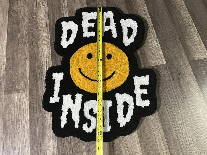 Dead Inside Smiley Face Rug, Hand-Tufted, 19 x 25 in Black/White/Yellow gallery
