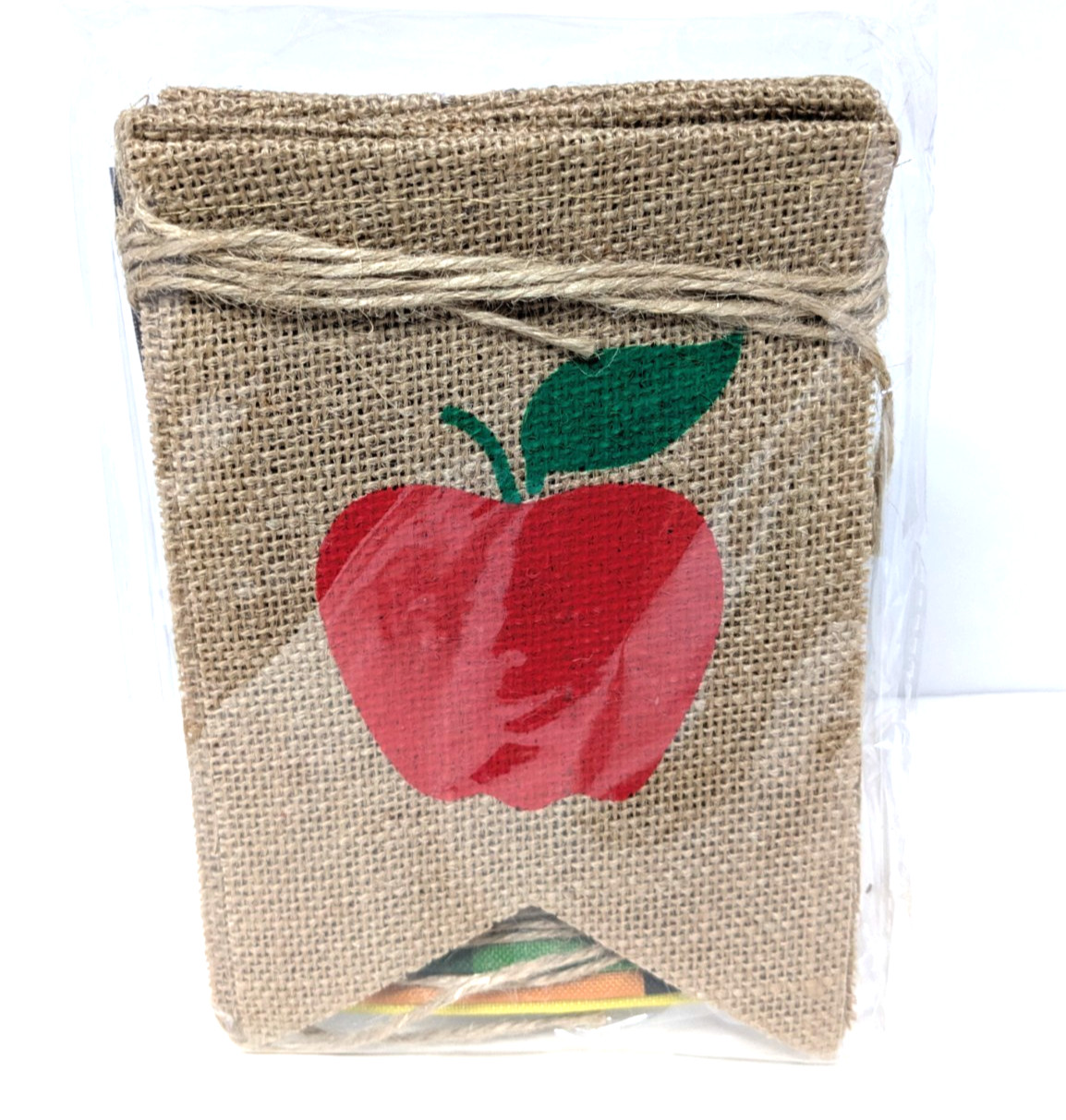 Teacher Apple Banner Classroom Decor Burlap Pennant Garland 2 Pack gallery