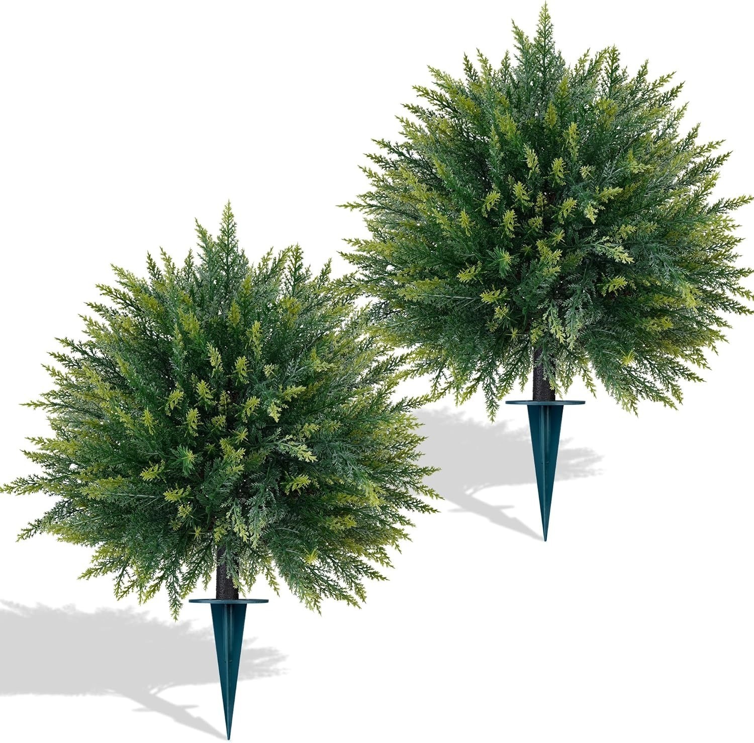 *NEW* 2PCS Artificial Cedar Topiary Ball Trees 23" for Outdoors w/ Ground Spike gallery