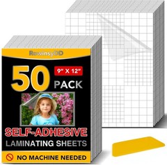 50 Pack Self Adhesive Laminating Sheets, 9 X 12 Inch, Clear Sticker Laminate She