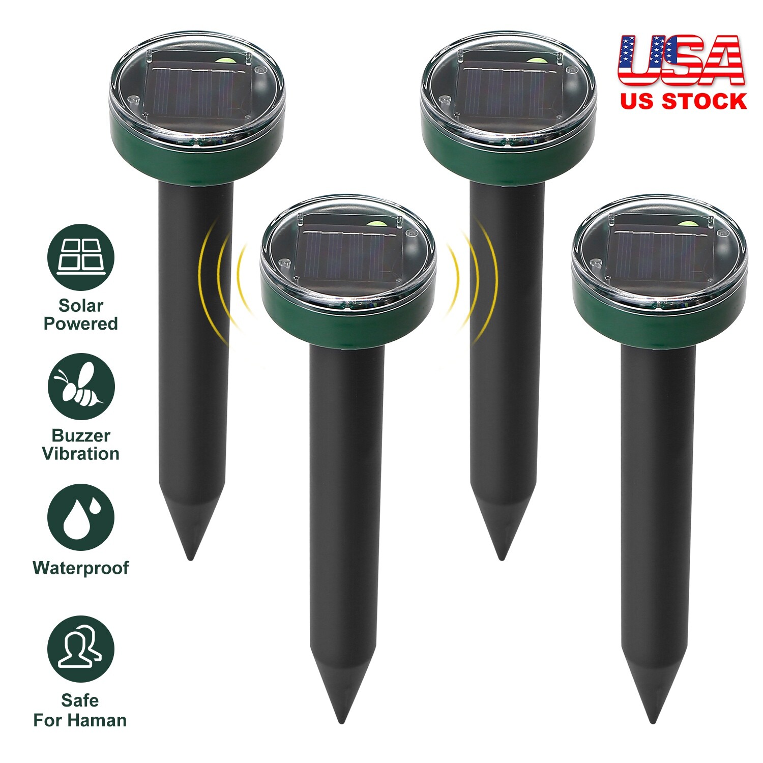 4Pack/1Pack Solar Animal Repeller Ultrasonic Gopher Mole Squirrel Pest Repellent gallery