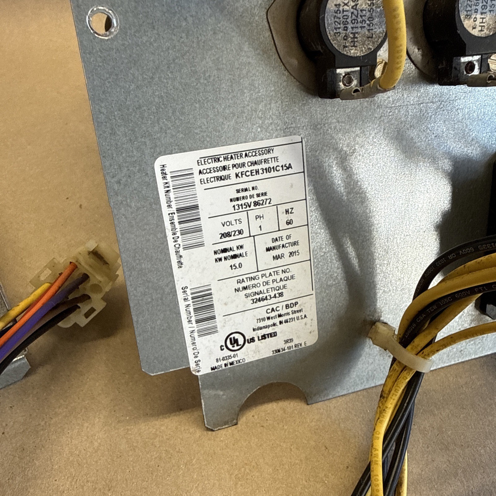 TESTED🔥🔥 Carrier CAC/BDP Heating Element 15kW 208/230V. KFCEH3101C15 gallery