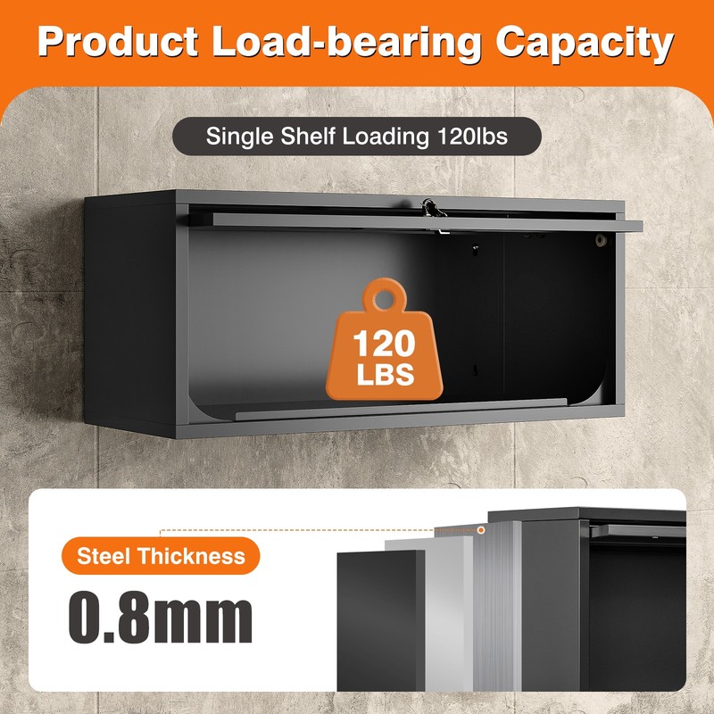 Wall Mount Tool Cabinet, 13.7" Lockable Metal Storage with Flip-Up Door gallery