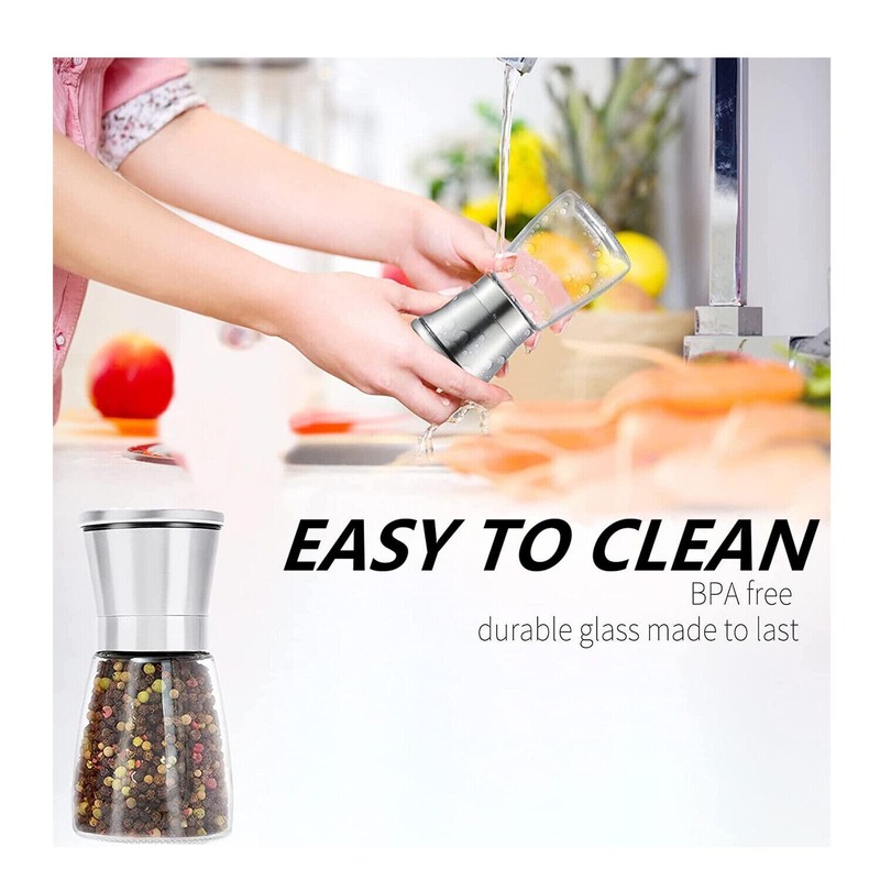 2PC Salt and Pepper Grinder Set with Adjustable Glass Grinder Stainless Steel gallery